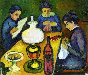  Aout Peintre - Trois femmes à la table à la lampe August Macke